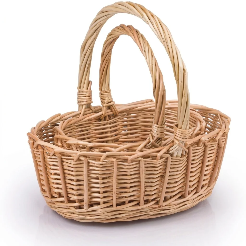 Woodluv Wicker Storage Baskets Set of 2 | Natural Willow Baskets