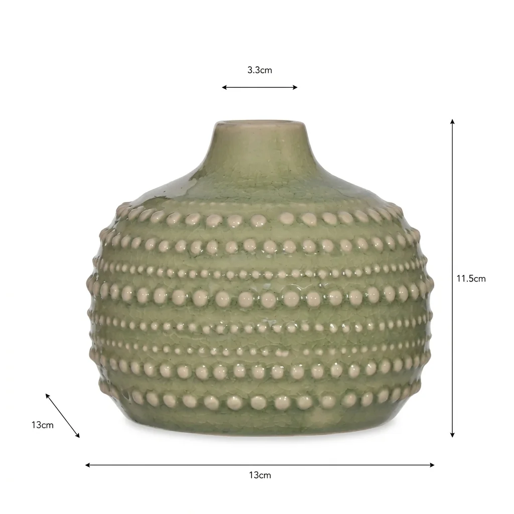 Castello Ceramic Bottle Vase | Sage Green Medium Decorative Vase thumbnail 2