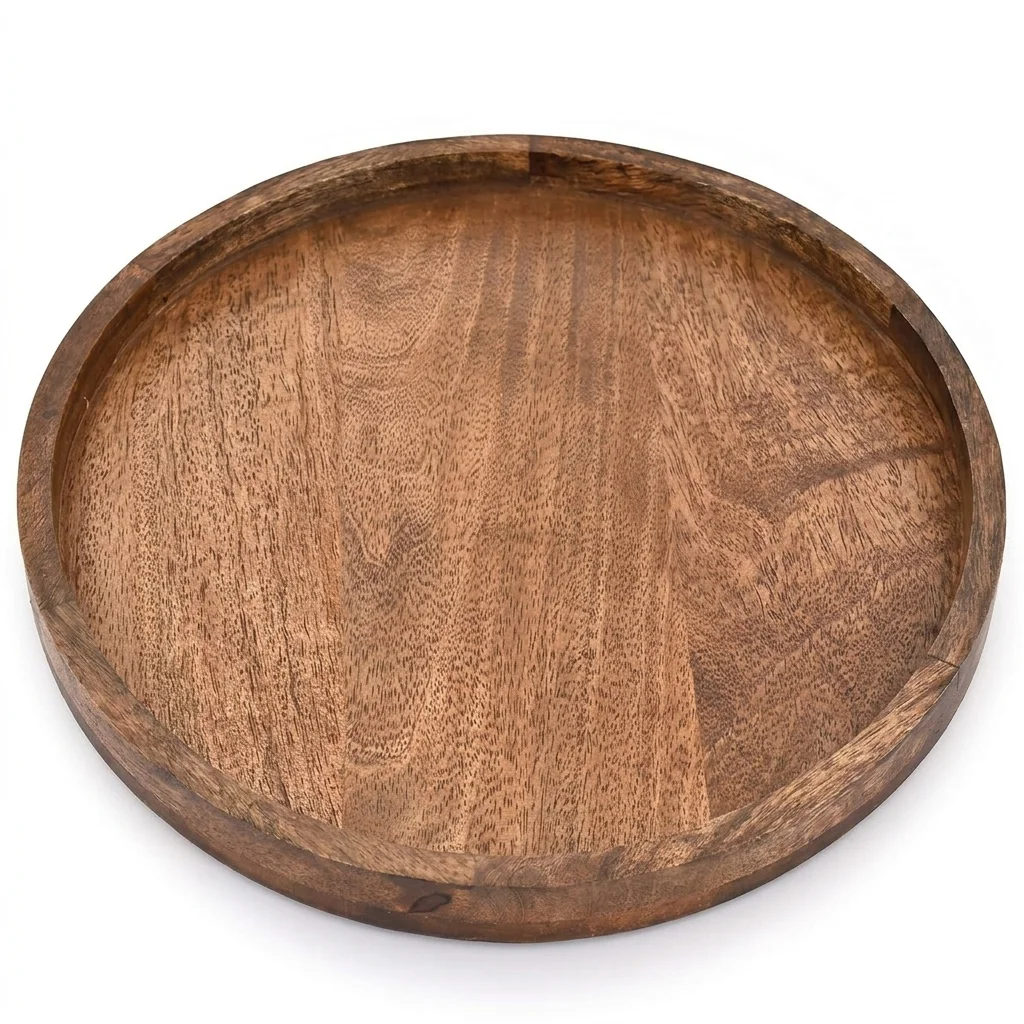 EDHAS Round Wooden Decorative Tray | 12 Inch Mango Wood Tray