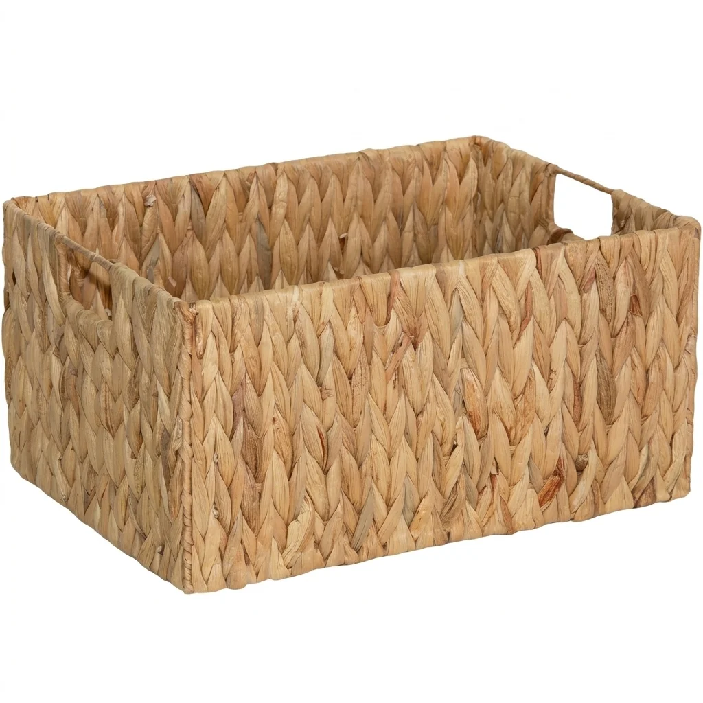 Large Woven Water Hyacinth Storage Basket | Natural Wicker Organiser