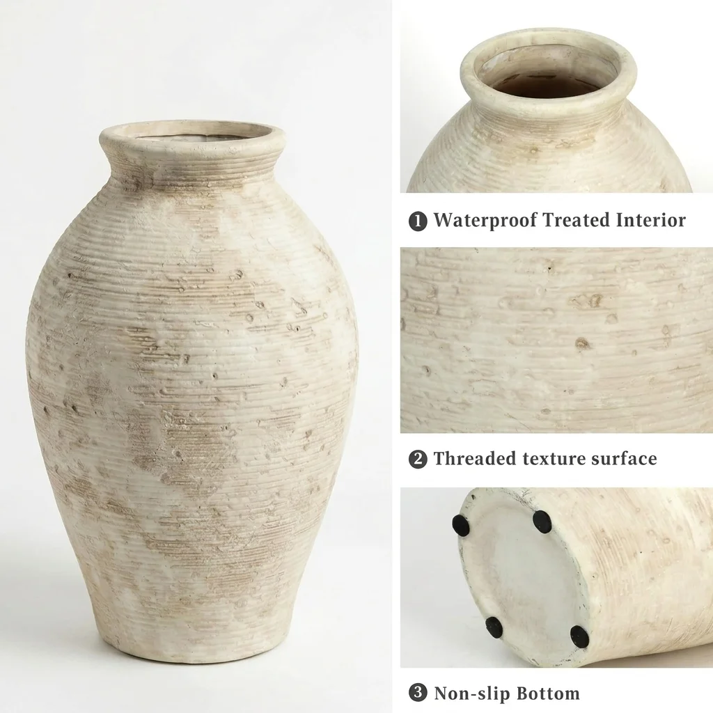 YSNN Vintage Ceramic Flower Vase | 9 Inch Rustic Decorative Vase