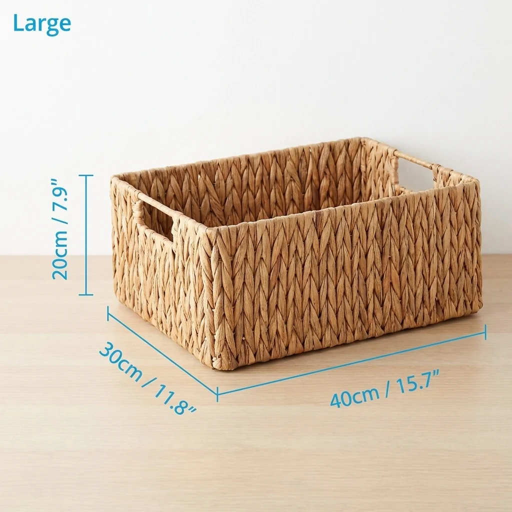 Large Woven Water Hyacinth Storage Basket | Natural Wicker Organiser thumbnail 3