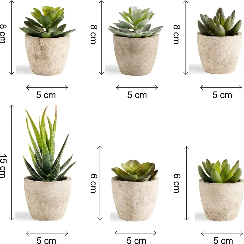 PRIMAISON Artificial Succulent Plants Set of 6 | Faux Potted Plants thumbnail 3