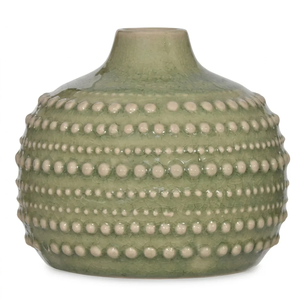 Castello Ceramic Bottle Vase | Sage Green Medium Decorative Vase